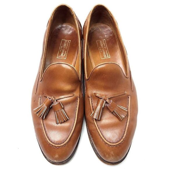 Edward Green Loafers Mens 9.5 D Calf Leather Brown Tassel Made In England